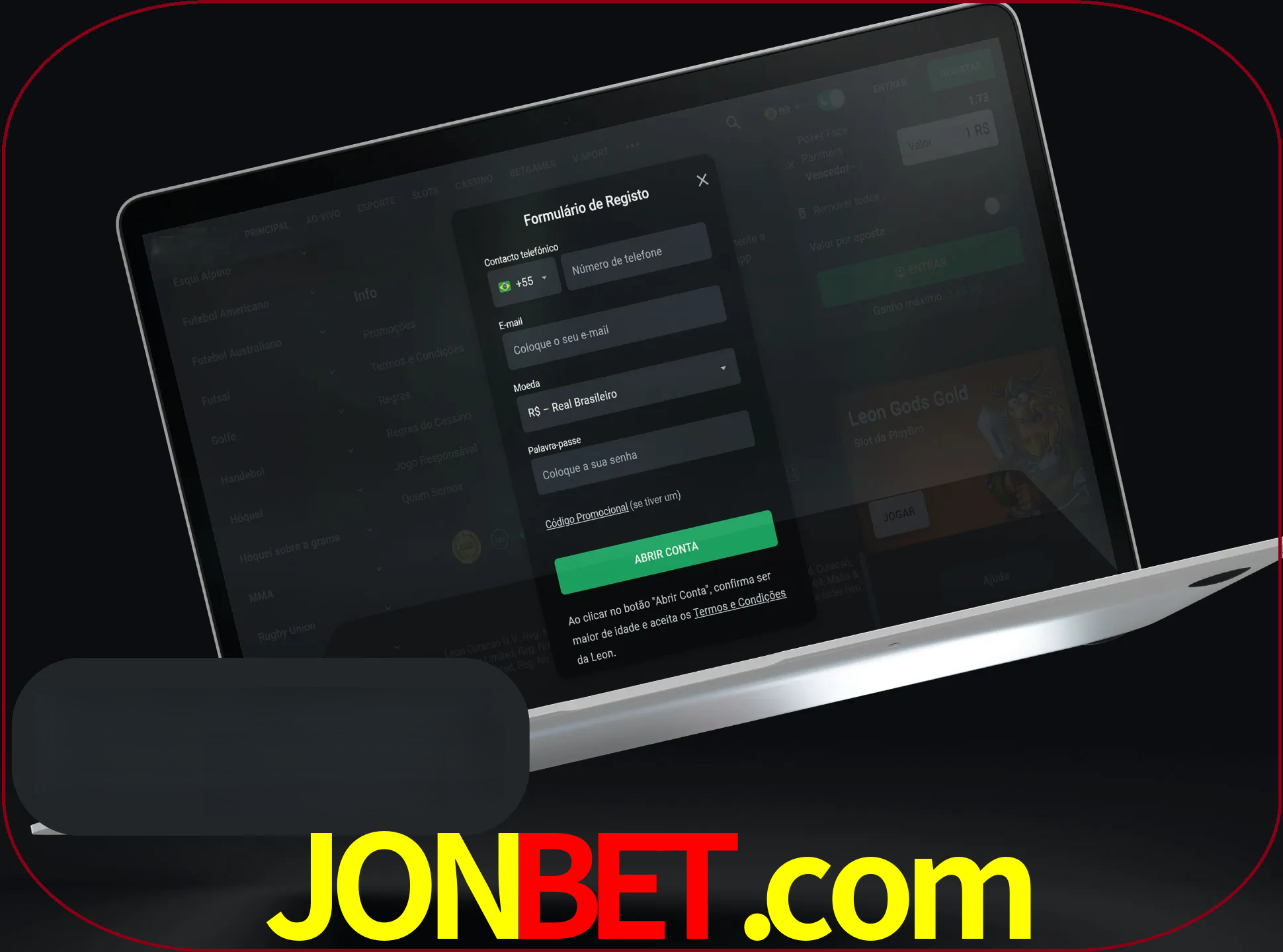 Abra o site da LeonBet e crie sua própria conta.