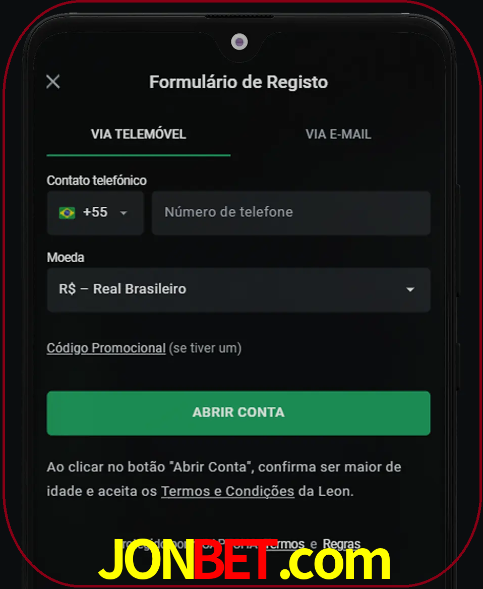 Abra o aplicativo e inicie o processo de registro.